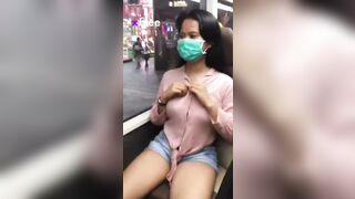 This asian chick with fucking huge tits is flashing her melons in broad daylight, in public Thailand, hiding her identity behind a face mask. Those pussy cats don't stand a chance! - @lexxyplzz's Sex Reel