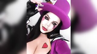 Got a glimpse of me rocking my purple top hat, ey? Get ready for some cosplay madness, darling. This pussy ain't for the faint-hearted. 