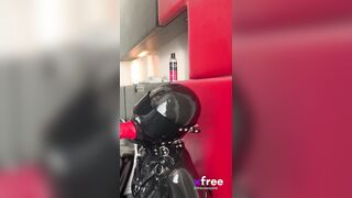 A dude is getting his face caged by a fuckin' latex mask, prepping for a rough, face-fucking BDSM session. Even Darth Vader might get hard. - @theclassyone's Sex Reel