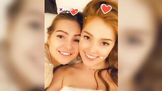 Caught two babes swapping spit in bed, heart emojis and all. Gotta cherish these steamy lesbian moments, time to slide in for the action. - @Chase's Sex Reel