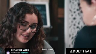 ADULT TIME - PAWG Leana Lovings Gets A Taste Of Trans Dick During Sensual Fuck With T-Girl Emma Rose