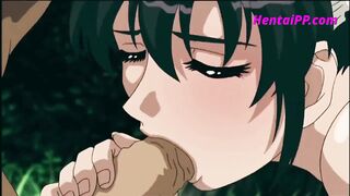 Sweetly Moaning and Squirting while Bouncing on Big Dick in the wood - HENTAI Uncensored