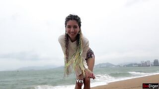 I see you jerking off to me and I want to help you cum! - Cock flashing on public beach