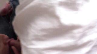 She unzipped his fly and gave him an amateur blowjob in the kitchen