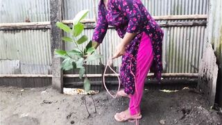 I see my sister going to the bathroom to Urine