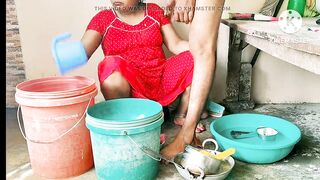 Desi Mommy By Boy In Bathroom