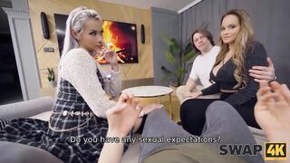 SWAP4K. Banged a girl with large breasts in a threesome while her boyfriend was taking a shower