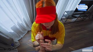 Pervy courier fucked without a condom for an extra pay. Cumshot for cute Polish kurwa