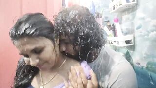 Malayali desi couple saree bath with sex day after marriage