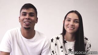 Couples: Valerin and her chocolate nipples. Colombian couple in porn casting