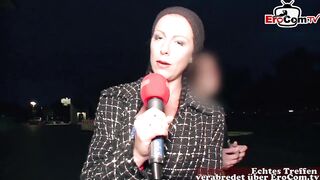 German reporter milf picks up guy in street casting