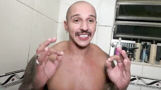 Taking a shower with our shared lunchbox.