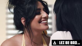 LEZ BE BAD - Oiled Up GFs Sarah Arabic & Little Puck ORGASM During ROUGH LESBIAN SCISSORING SESH!