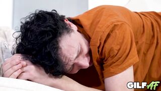 GilfAf- Granny Claire Knight Spanks Masturbating Lad and Rides Him Hard