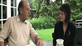 Old grandpa fucks his granddaughter and then grandma and his friend join him