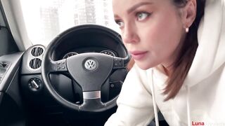 Hot Blowjob In The Parking Lot With Cum Swallowing - Luna Roulette
