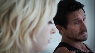 Blonde haired shows small tits