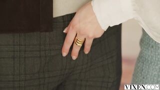 A hot brunette with luscious curves came to interview a guy ????