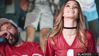 Young brunette enjoys multiple black cocks ????