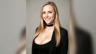 Blonde Beauty with Black Choker Pinches Nipples