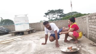 Beautiful indian village aunty hot romance Big boobs press and pussy fucking on the roof over