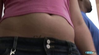 Small boobs cutie barely fits a huge black cock in her pussy