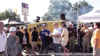 Partying And Flashing Tits While Tailgating Outside Iowa City Football Game