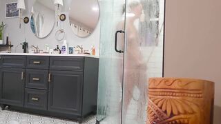 Stepson gets caught watching his stepmother shower
