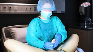 The Doctor Took the Patient's Semen Sample in Hospital. Post Orgasm Torture