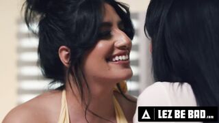 LEZ BE BAD - Oiled Up GFs Sarah Arabic & Little Puck ORGASM During ROUGH LESBIAN SCISSORING SESH!