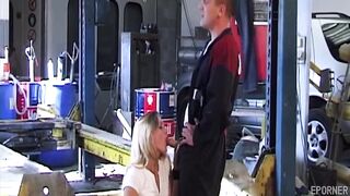 Elegant Blonde Banged In Garage
