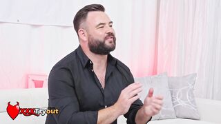 Nicole Aria Fan Fucks In Interview Couch Makes Her Thick Pussy Squirt