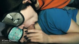 Homevideo blowjob, facials, sucking after cumming - amateur ffm threesome Kira Green