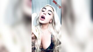Emily Rinaudo - striping teasing and sucking off banana in a black lingerie OnlyFans leak free video