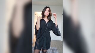 Alinity Black Lingerie Lace Robe Strip Onlyfans Video Leaked